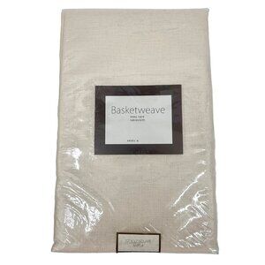NEW IN PKG BASKETWEAVE 52" X 52" SQUARE EASY CARE OFF-WHITE TABLECLOTH